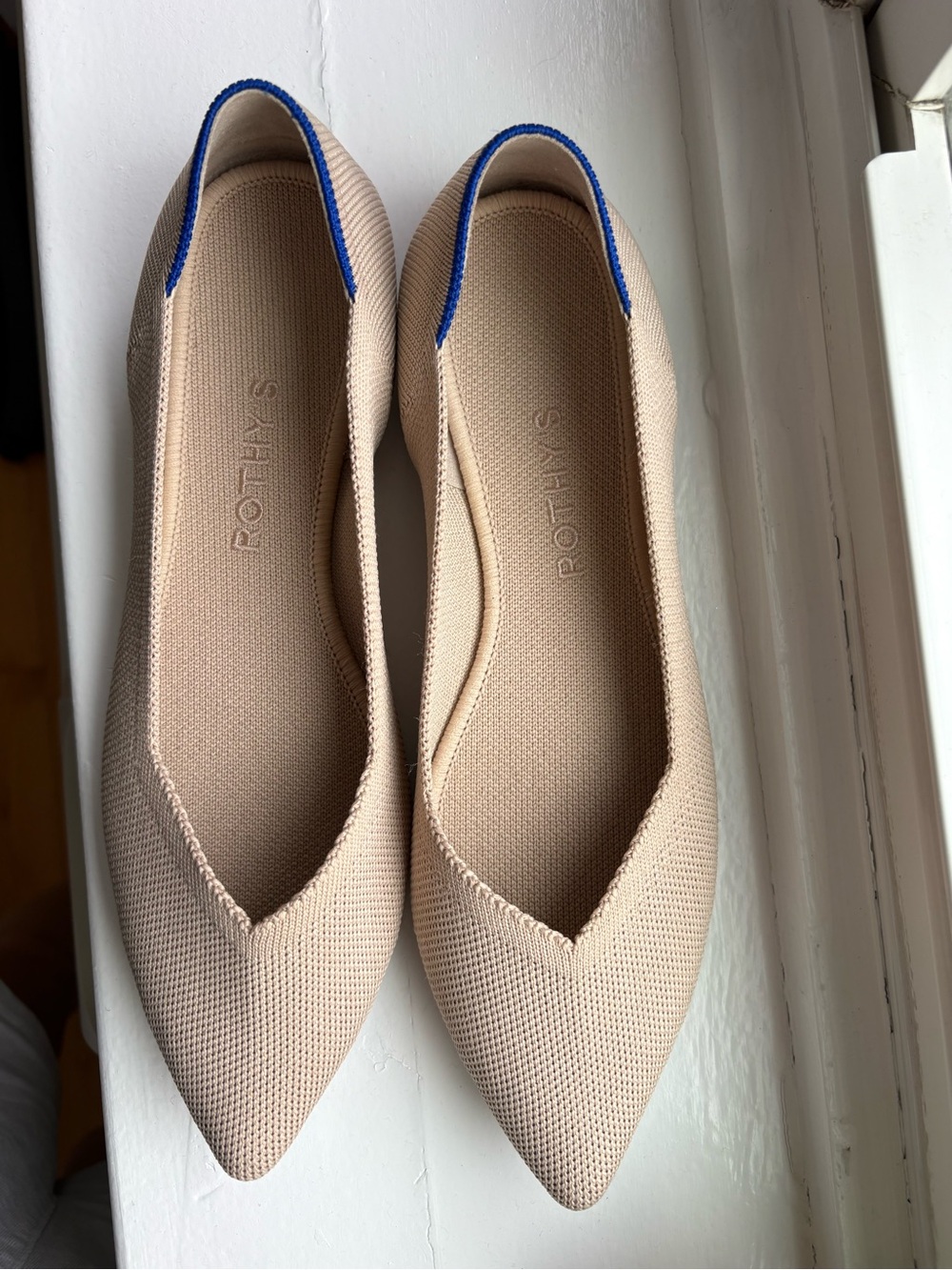 Rothy's Pointed Ballet Flats in Nude